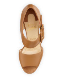 Haute Retene 140mm Leather Red Sole Sandal, Noisette