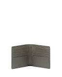 Embroidered Intrecciato Leather Bi-Fold Wallet, Gray