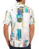 Paint-Print Short-Sleeve Shirt, White