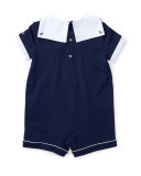 Pintucked Jersey Sailor Shortall, Blue, Size 3-18 Months
