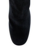 Bacari Velvet Chunky-Heel Bootie, Black