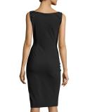 3/4-Sleeve Stretch Jersey Tunic, Nero