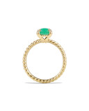 Châtelaine 18k Gold 7mm Chrysoprase Ring w/ Diamonds, Size 6