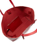 Large East-West Leather Shopper Bag, Bordeaux