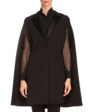 One-Button Tuxedo Cape, Black