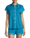 Bella Cap Sleeve Pajama Set, Ardesia Blue/Ivory
