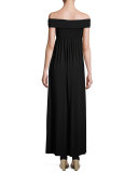 Midsummer Off-the-Shoulder Jersey Maxi Dress, Black