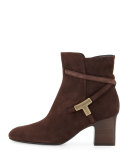T-Bar Suede 65mm Bootie, Brown