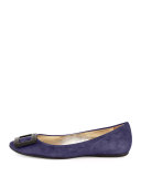 Gomette Suede Flat, Navy