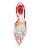 Crystal Lace 75mm Slingback Pump, Red