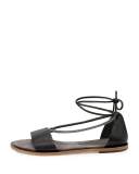 Monili Ankle-Wrap Sandal, Black