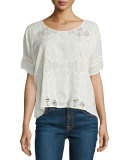 Embroidered Eyelet Georgette Boxy Blouse 