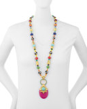 Beaded Multicolor Doorknocker Pendant Necklace