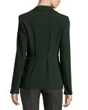 Reverse-Pleat One-Button Jacket, Fir