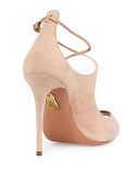 Zani Suede 105mm Pump, Peony Pink