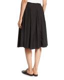 Pleated Midi A-Line Skirt