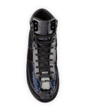 Belgravia Paillettes High-Top Sneaker, Blue
