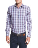 Plaid Sport Shirt, Navy Multi
