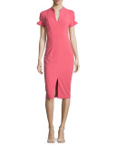 Stretch Crepe Sheath Dress, Begonia
