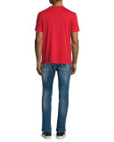 Destroyed Skinny-Leg Bleached Denim Jeans, Blue
