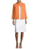 Coralyn Stretch-Canvas A-Line Skirt, White