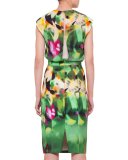 Sleeveless Grand-Hedge-Print Sheath Dress, Multi Colors