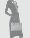 Saffiano Lux Double-Zip Tote Bag, Light Gray (Gratino)