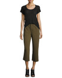 Denny Cropped Wide-Leg Pants, Army Green