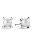 Small Pearl Earrings with Diamonds