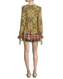 Kaleidoscope-Print Tassel Mini Dress, Janpath