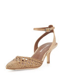 Fresia Woven Pointed-Toe Pump, Light Bronze