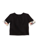 Check-Cuff Jersey Tee, Black, 3-18 Months