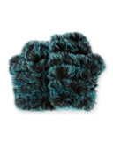 Fingerless Rabbit Fur Gloves, Black/Blue