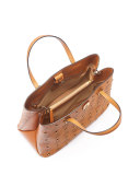 Gold Visetos Medium Tote Bag, Cognac