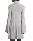 Open-Front Cozy Cashmere Sweater, Gray Melange