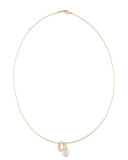 14K Gold Chain Necklace with Pearl & Diamond Sliders