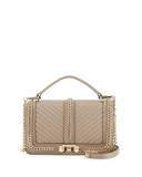 Love Quilted Chain Crossbody Bag, Mushroom