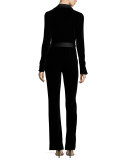 Velvet Wrap-Front Jumpsuit