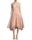 Minnow-Jacquard V-Neck Dress, Shell