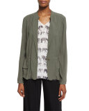 Femme One-Button Utility Jacket, Dusty Olive