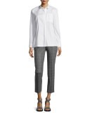 Windowpane Slim-Fit Cropped Pants, Gray