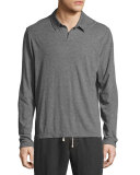 Melange Jersey Long-Sleeve Polo Shirt
