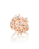 Wonderland 18K Rose Gold Diamond Orchid Ring, Size 6
