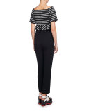 High-Waist Pencil-Leg Pants, Black