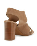 Farrah Suede Crisscross Sandal, Sand