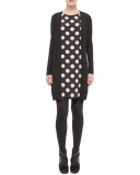 Polka-Dot Faux-Cardigan Dress, Black