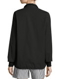 Techno Cotton Drawstring-Hem Blouse, Caviar