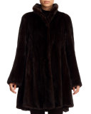 Mink-Fur A-Line Stroller Coat