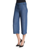 Straight-Leg Culotte Pants, Denim