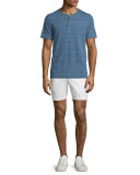 Space-Dye Short-Sleeve Henley Tee, Prussian Blue